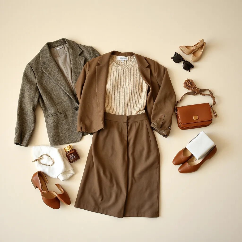Curated limited edition clothing pieces and accessories styled on a neutral background
