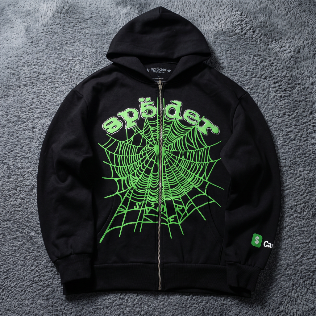 Sp5der x Cash App Web Full Zip Hoodie