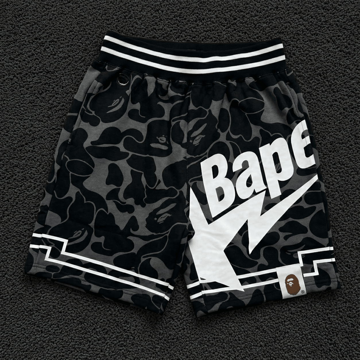 BAPE Grey Camo Athletic Shorts