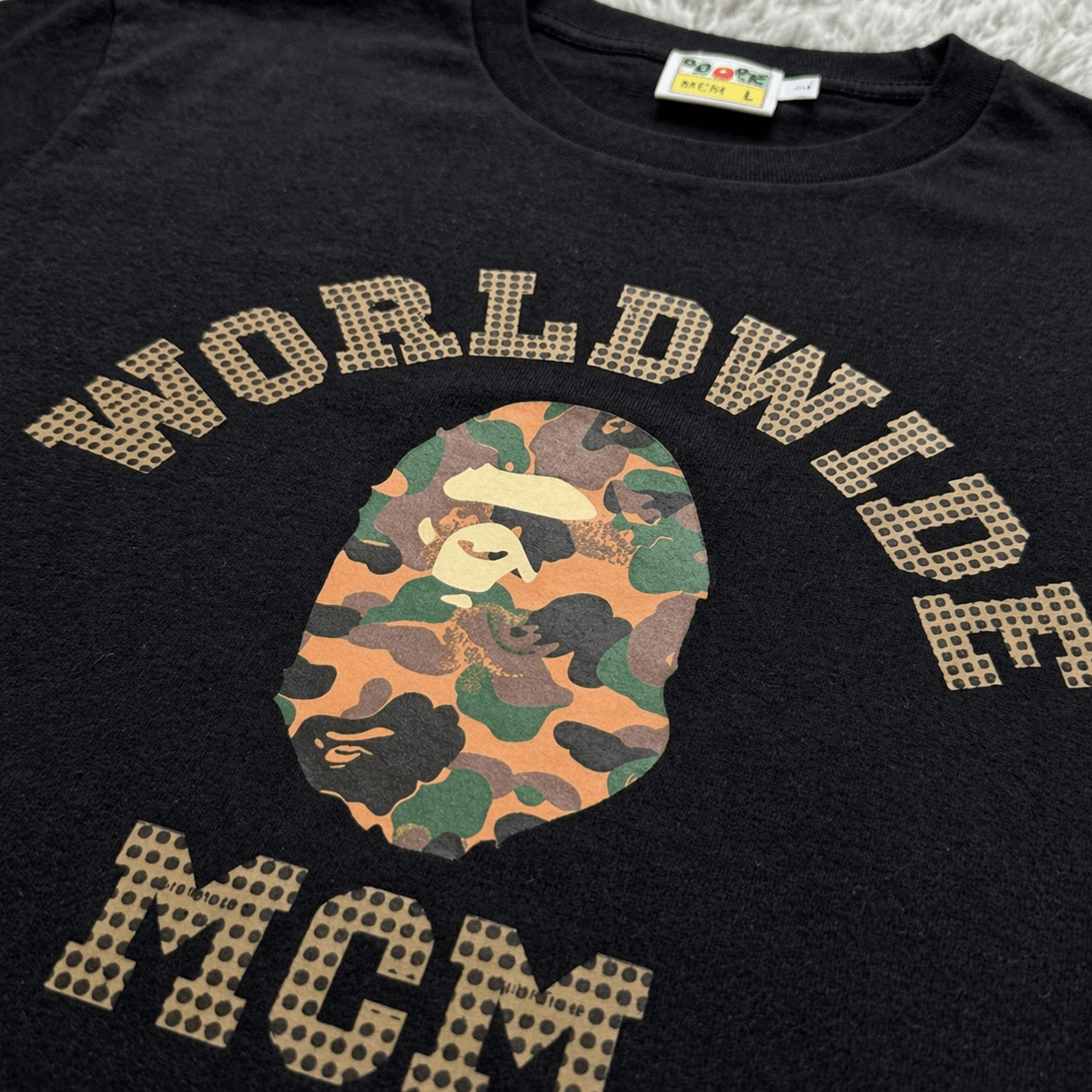BAPE x MCM "Worldwide" Camo Ape Head Tee
