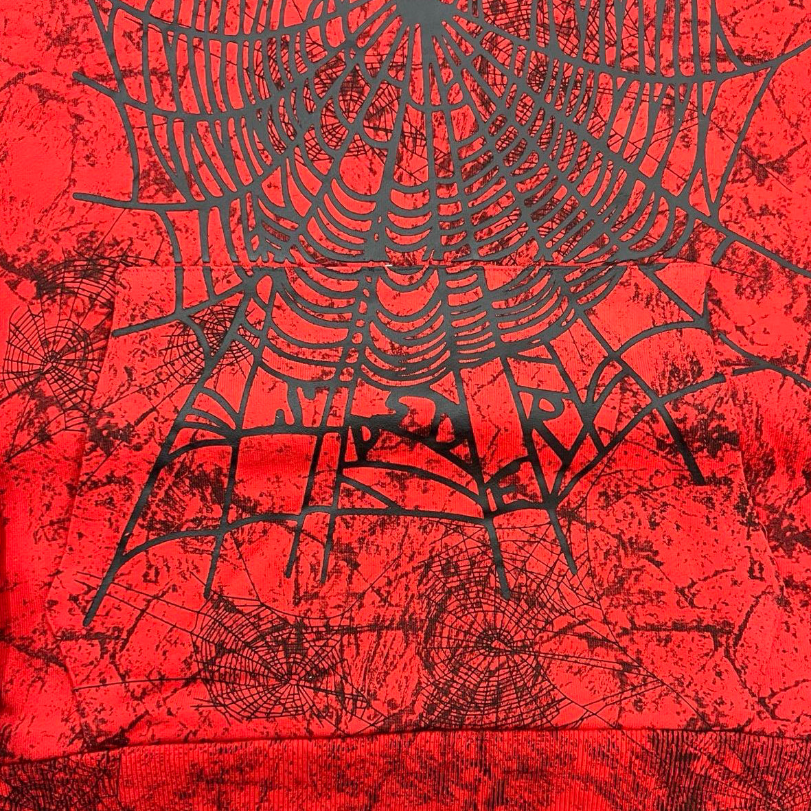 Sp5der Red Web Graphic Hoodie