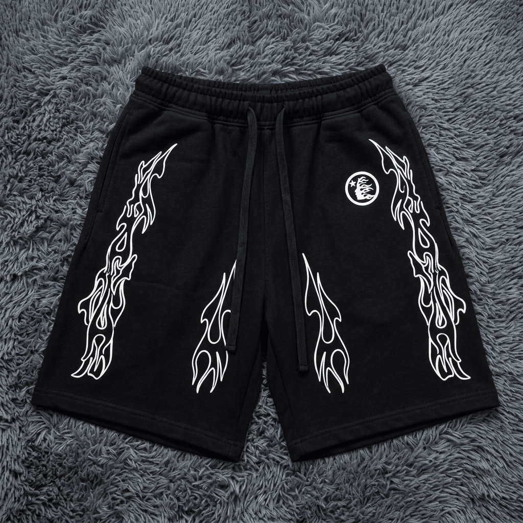 Hellstar Classic Flame Graphic Sweat Shorts