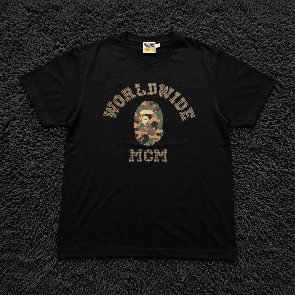 BAPE x MCM "Worldwide" Camo Ape Head Tee