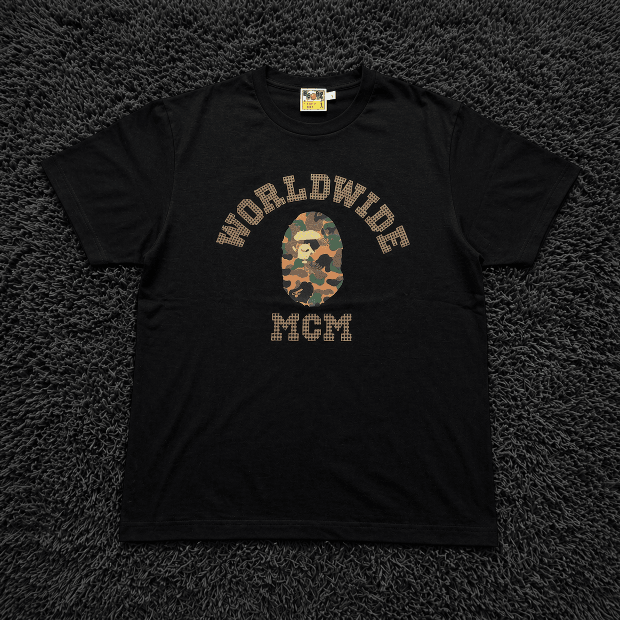 BAPE x MCM "Worldwide" Camo Ape Head Tee