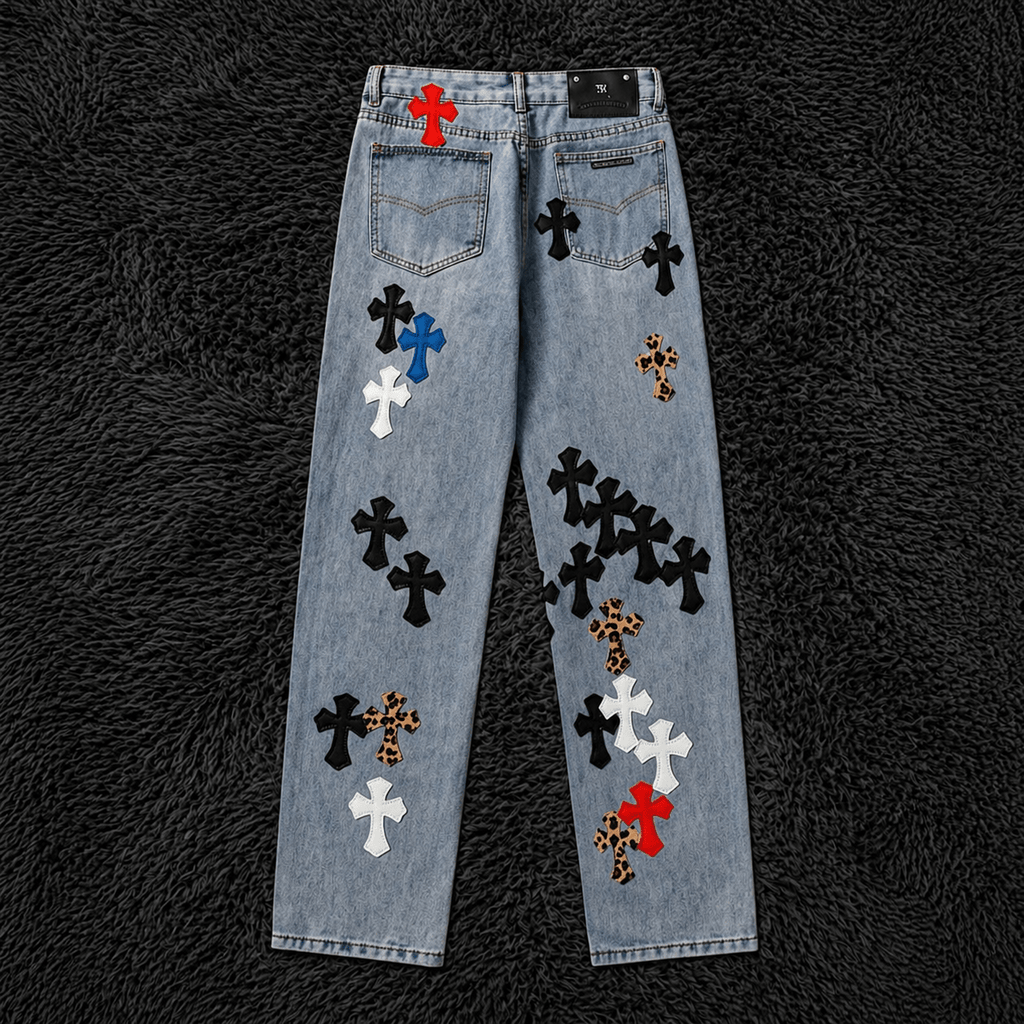 Chrome Hearts Multi-Color Cross Patch Denim