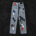 Chrome Hearts Multi-Color Cross Patch Denim