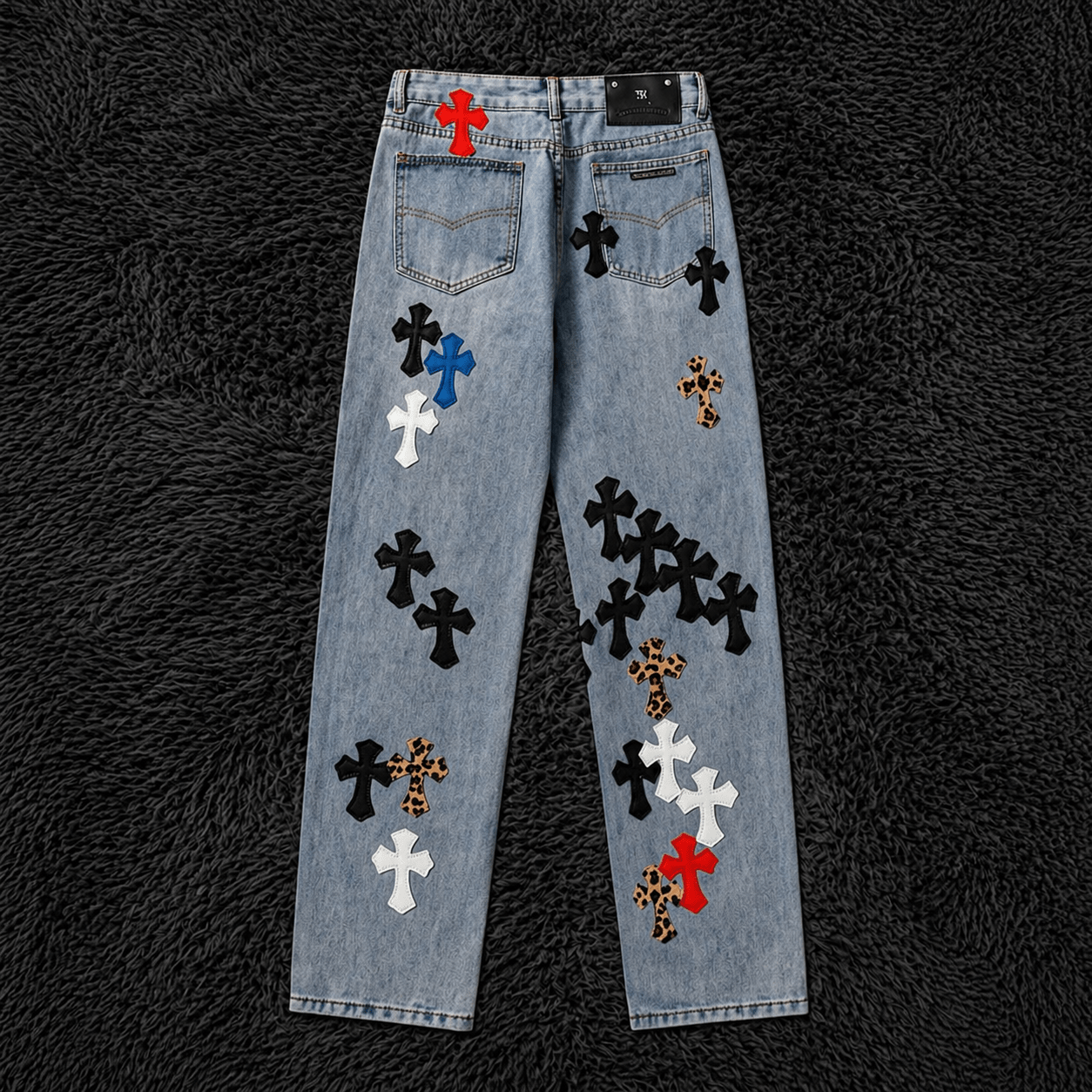 Chrome Hearts Multi-Color Cross Patch Denim