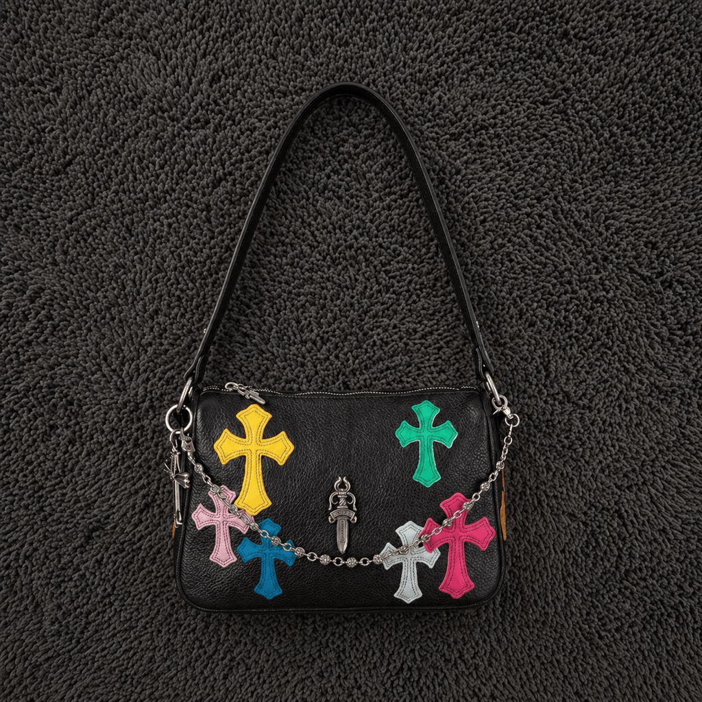 Chrome Hearts Multicolor Cross Patch Leather Purse