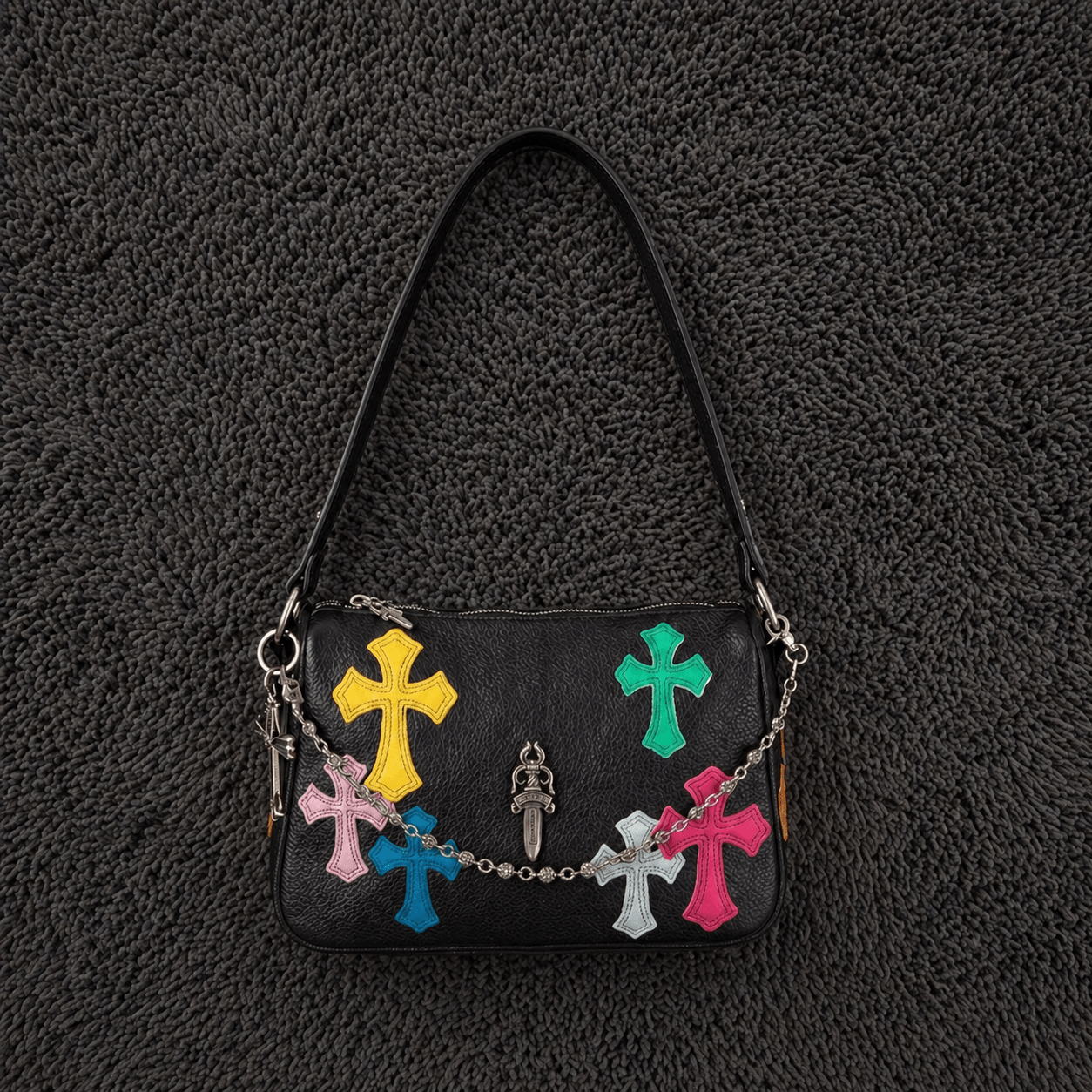 Chrome Hearts Multicolor Cross Patch Leather Purse