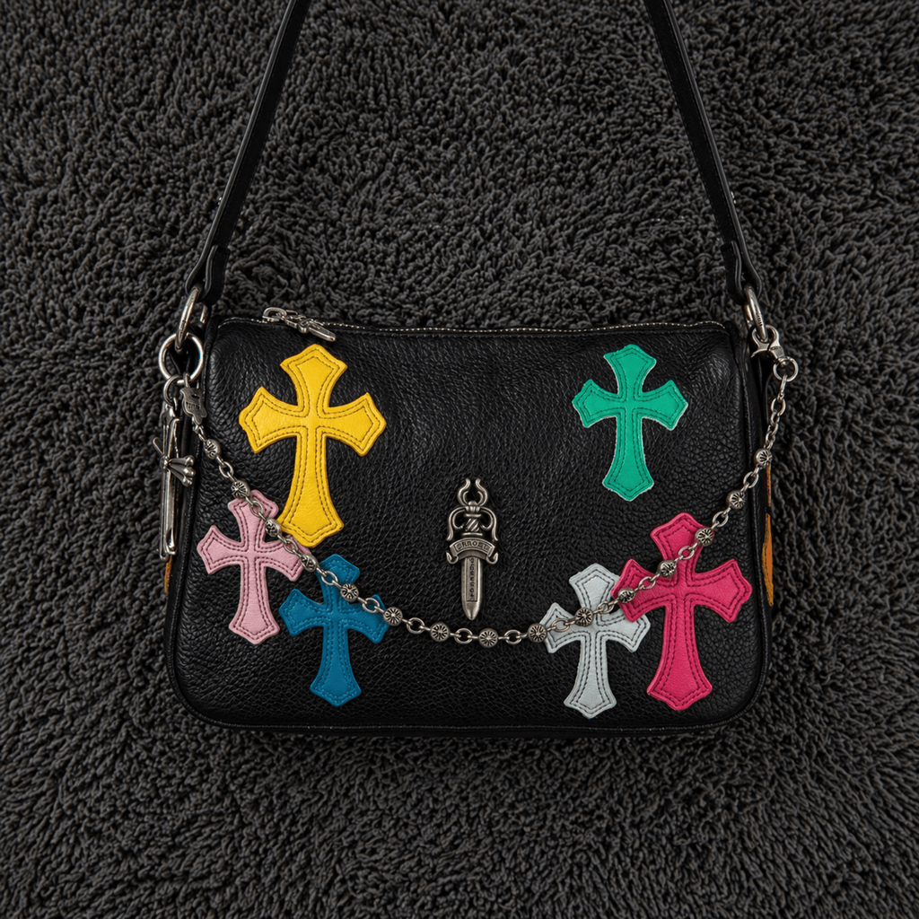Chrome Hearts Multicolor Cross Patch Leather Purse