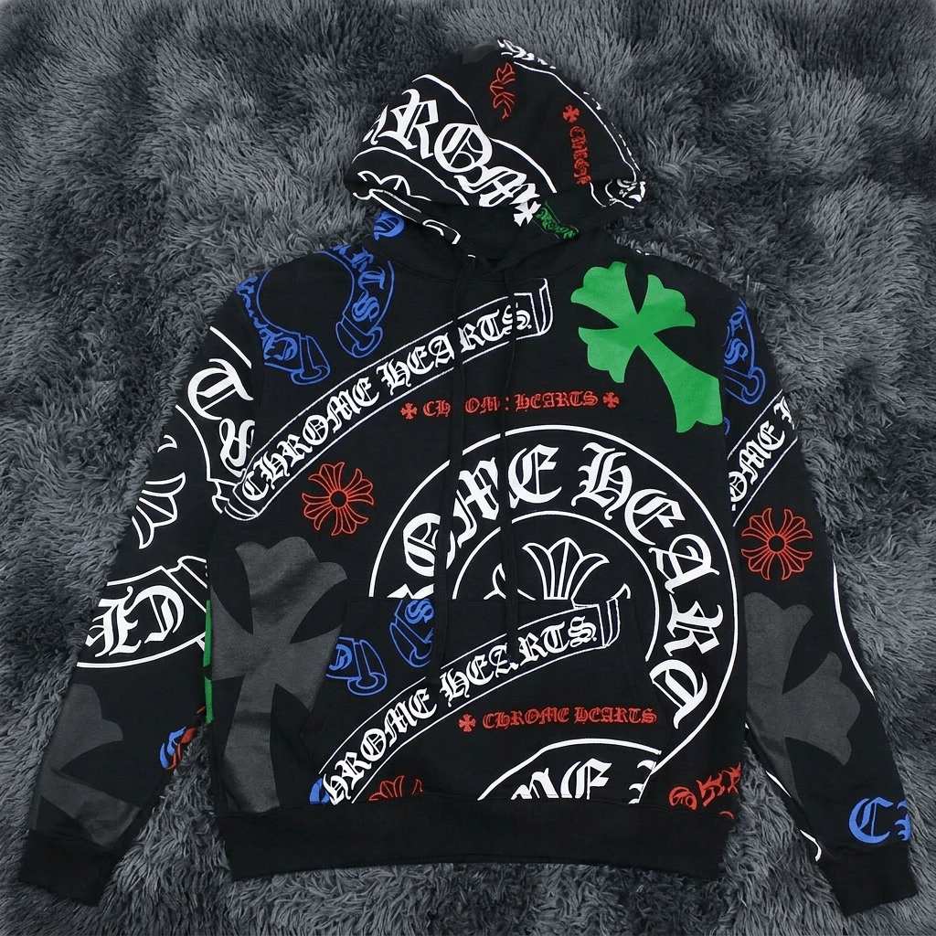 Chrome Hearts Multi-Color Cemetery Cross Hoodie