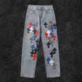 Chrome Hearts Multi-Color Cross Patch Denim