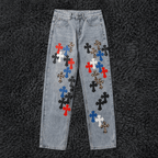 Chrome Hearts Multi-Color Cross Patch Denim