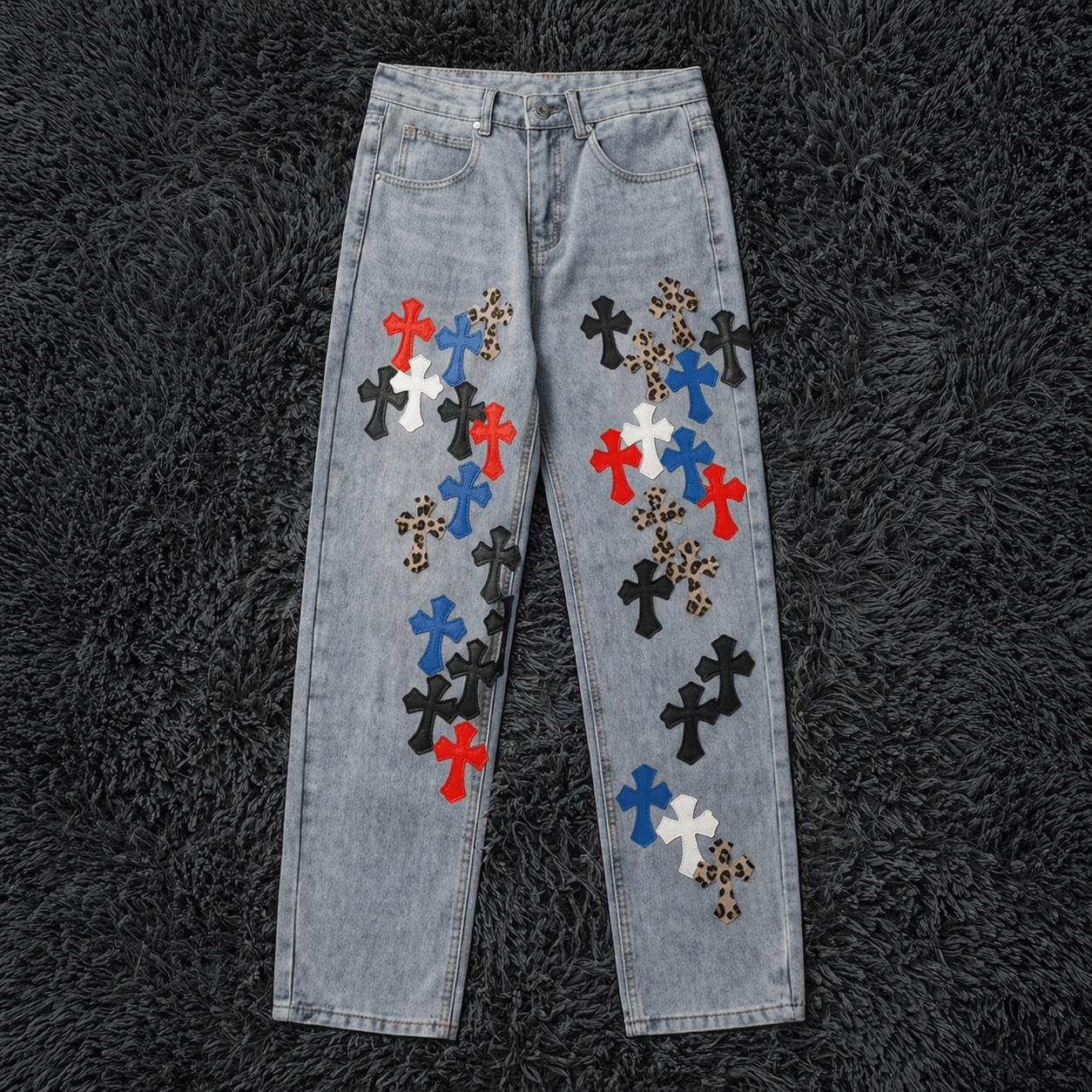 Chrome Hearts Multi-Color Cross Patch Denim