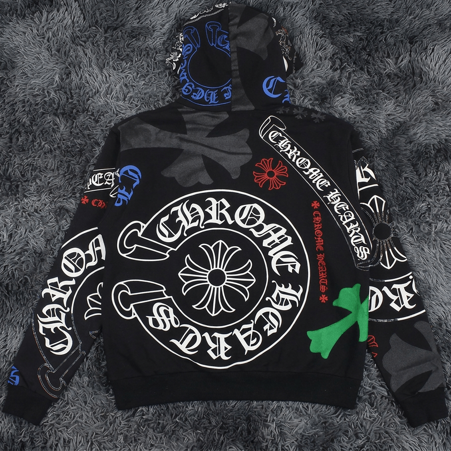Chrome Hearts Multi-Color Cemetery Cross Hoodie