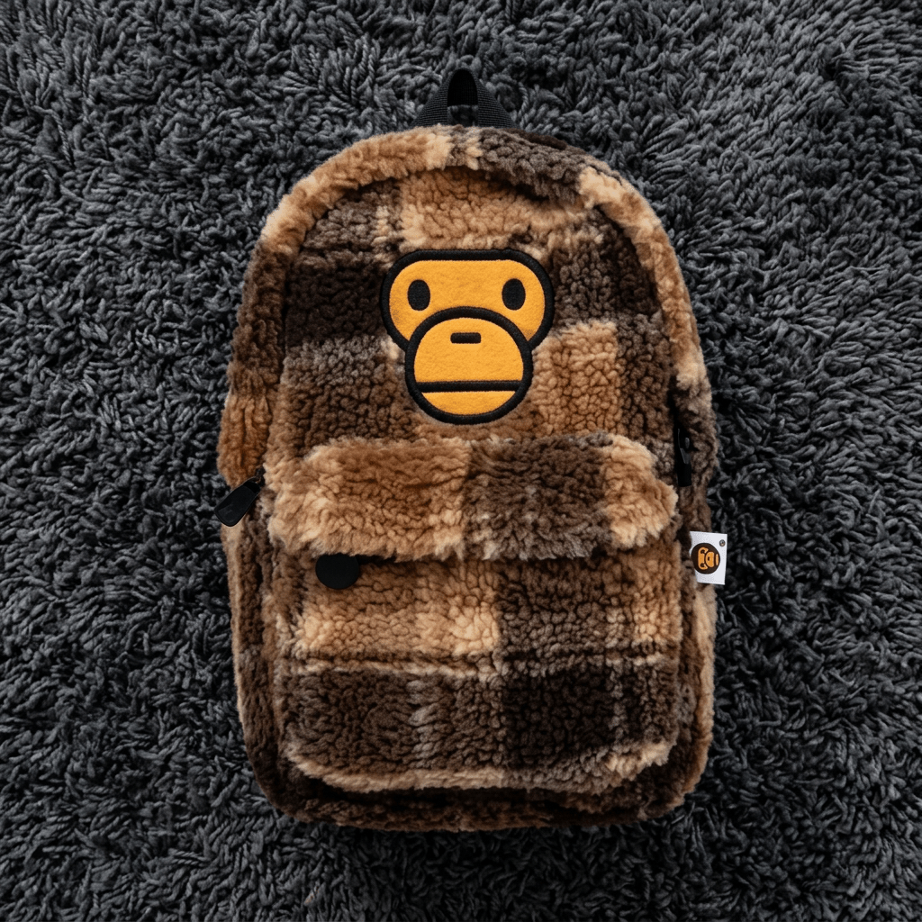 BAPE Baby Milo® Sherpa Fleece Plaid Backpack