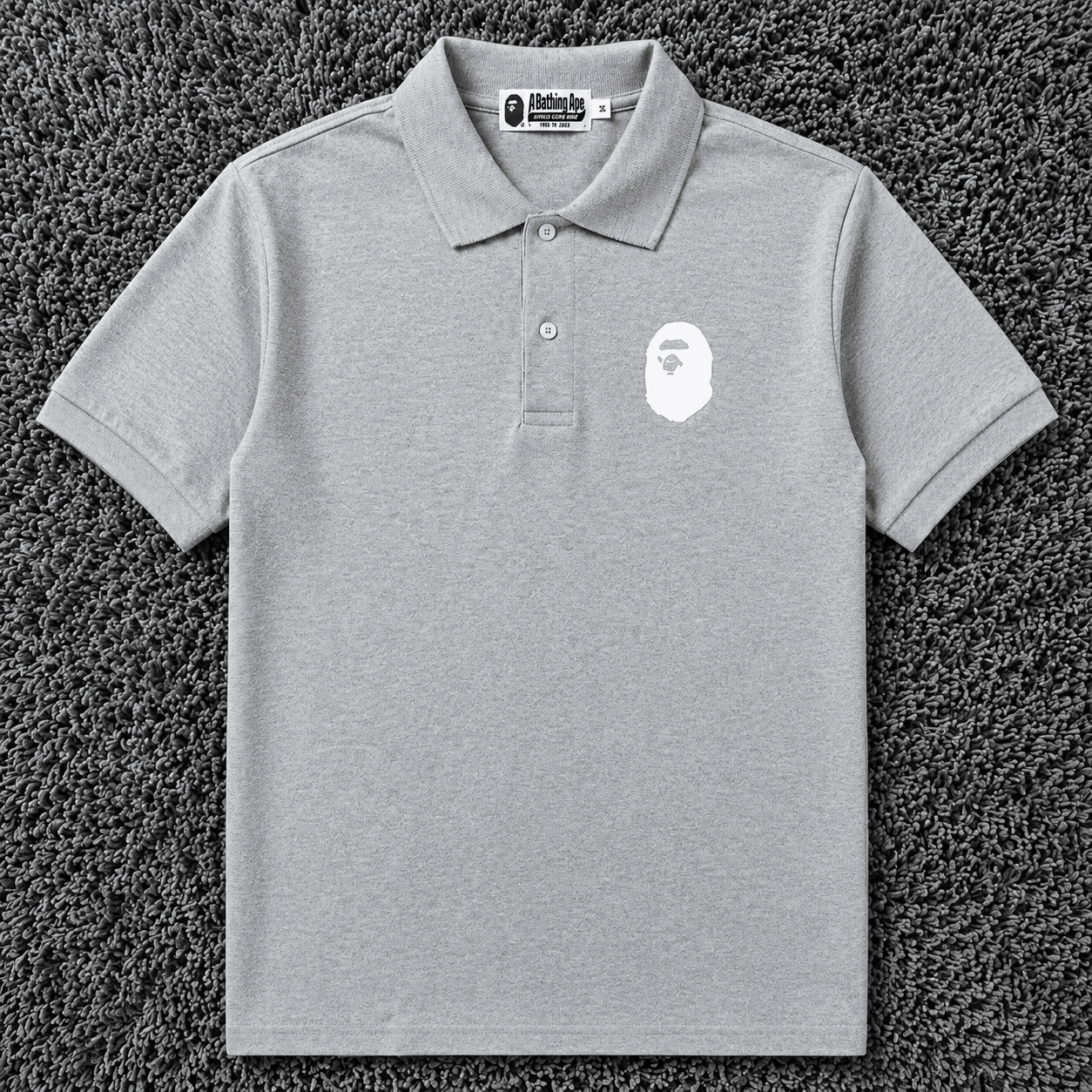 Bape Grey Ape Head Polo Shirt