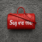 Supreme x Louis Vuitton Red Epi Leather Keepall Duffle Bag – Limited Edition