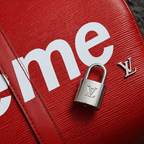 Supreme x Louis Vuitton Red Epi Leather Keepall Duffle Bag – Limited Edition
