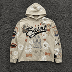 SAINT MxxxWxxx Graffiti Collage Hoodie - Distressed Saint/Reaper Graphic