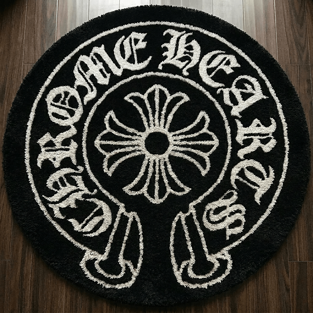 Chrome Hearts Horseshoe Floral Cross Round Rug