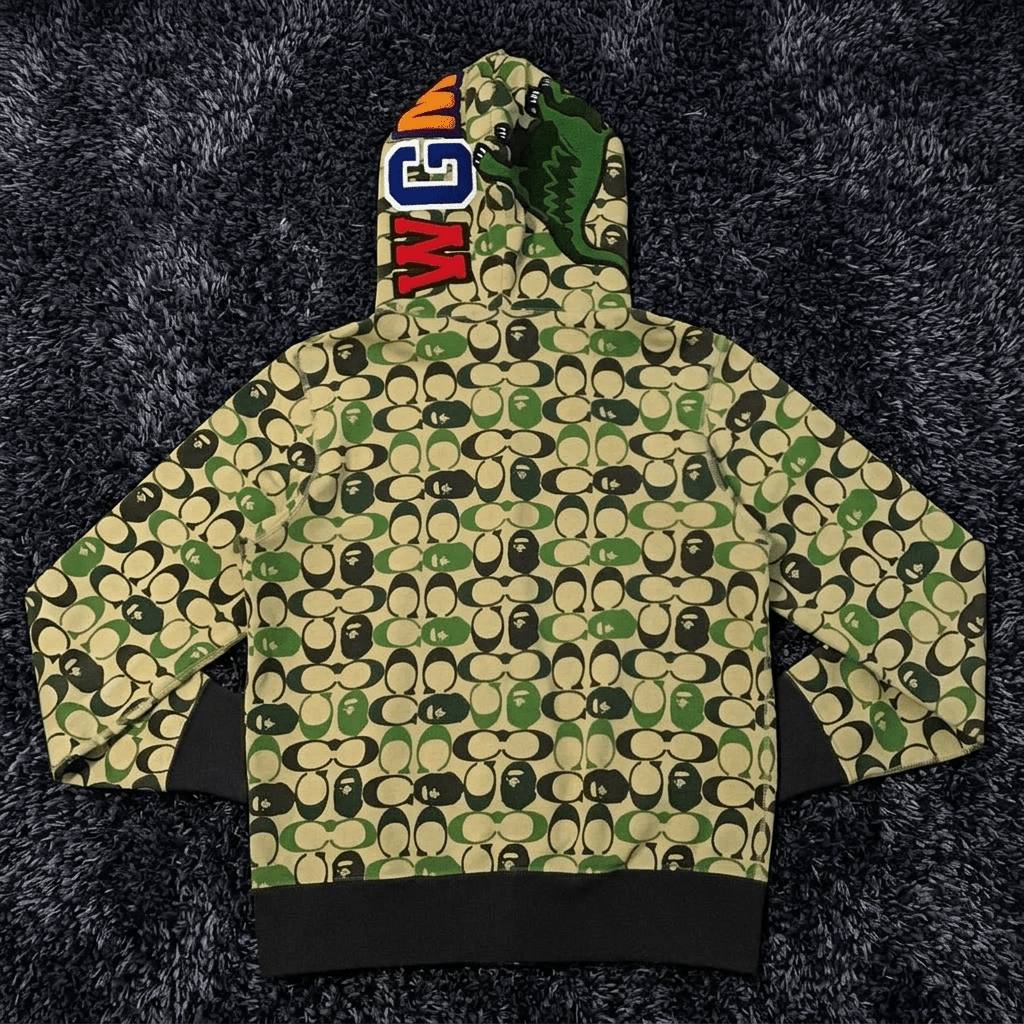 BAPE x Coach Limited Edition Signature Camo Shark Full-Zip Hoodie