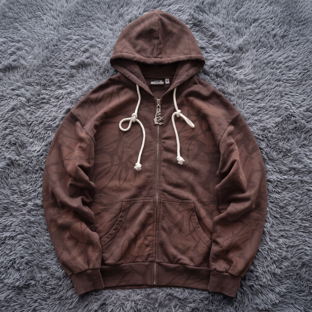 Hellstar Premium Brown Full Zip Hoodie