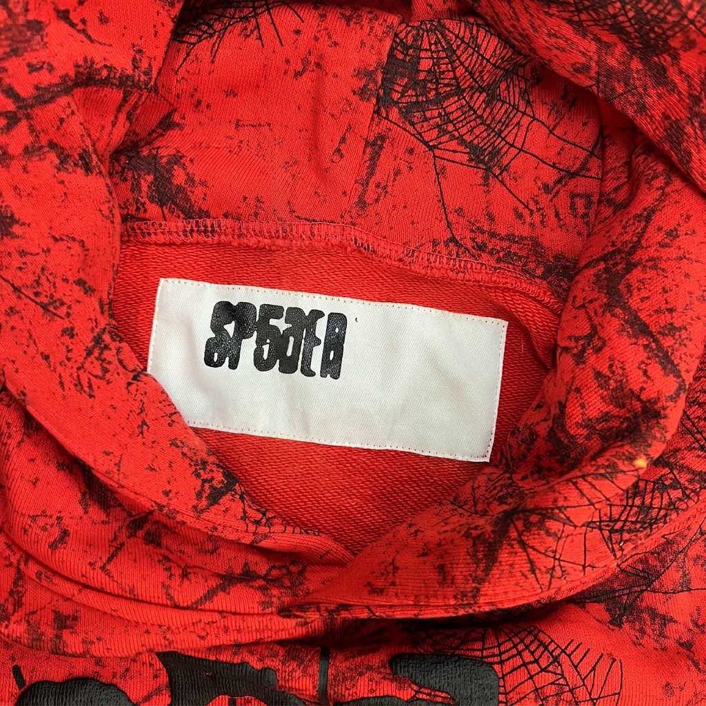 Sp5der Red Web Graphic Hoodie