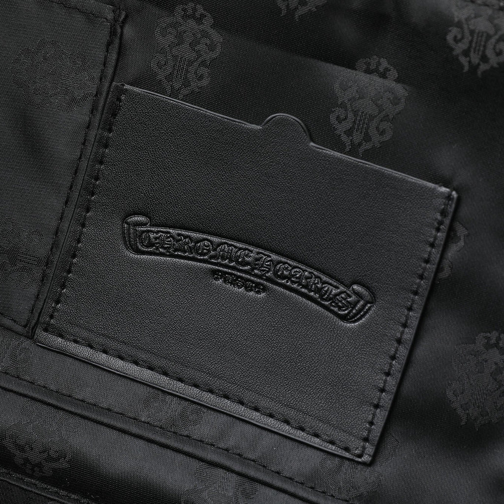 Chrome Hearts Black Leather Cross Duffle Bag