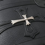 Chrome Hearts Black Leather Cross Duffle Bag