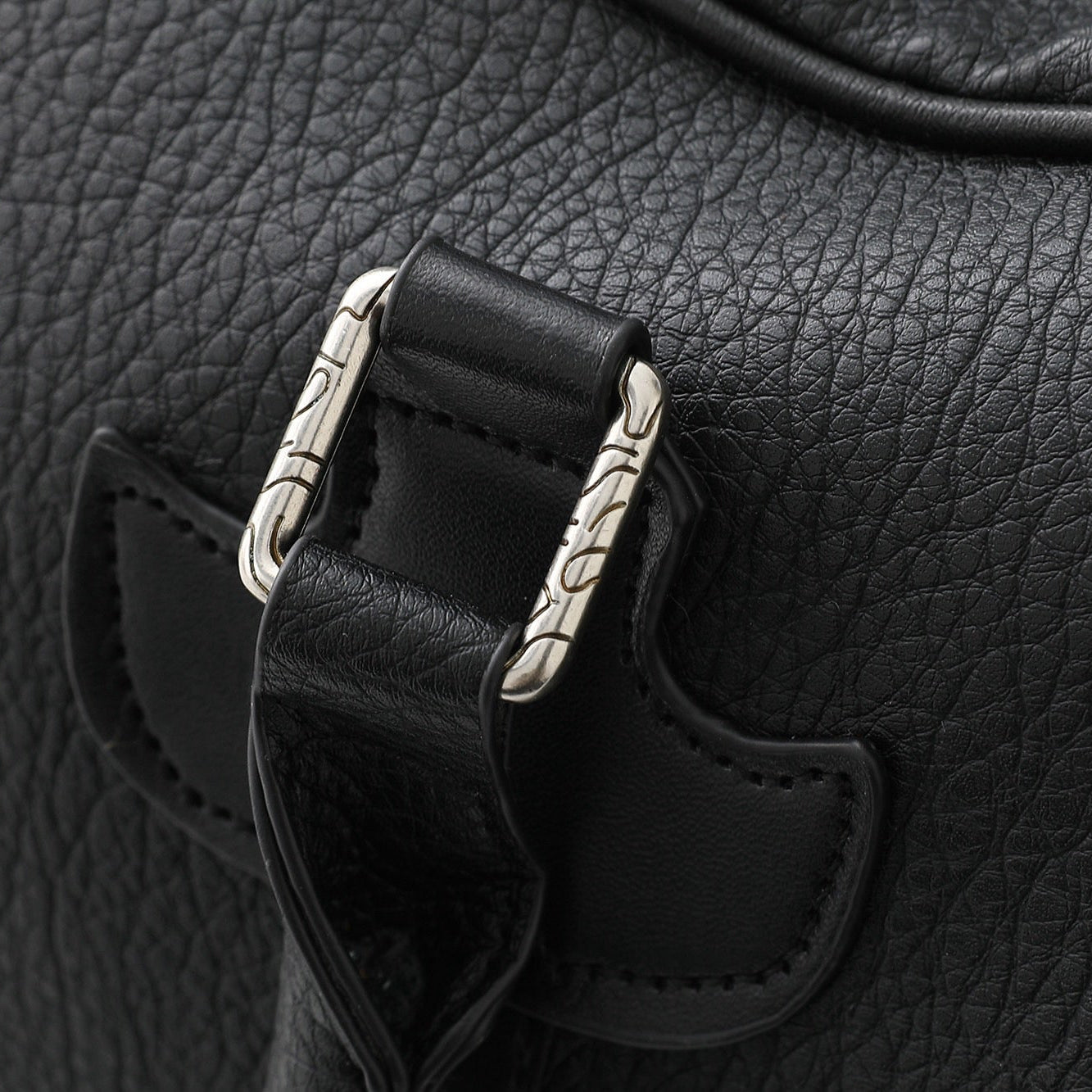 Chrome Hearts Black Leather Cross Duffle Bag
