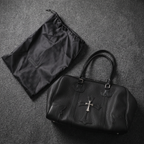 Chrome Hearts Black Leather Cross Duffle Bag