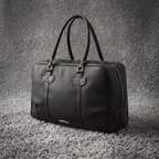 Chrome Hearts Black Leather Cross Duffle Bag