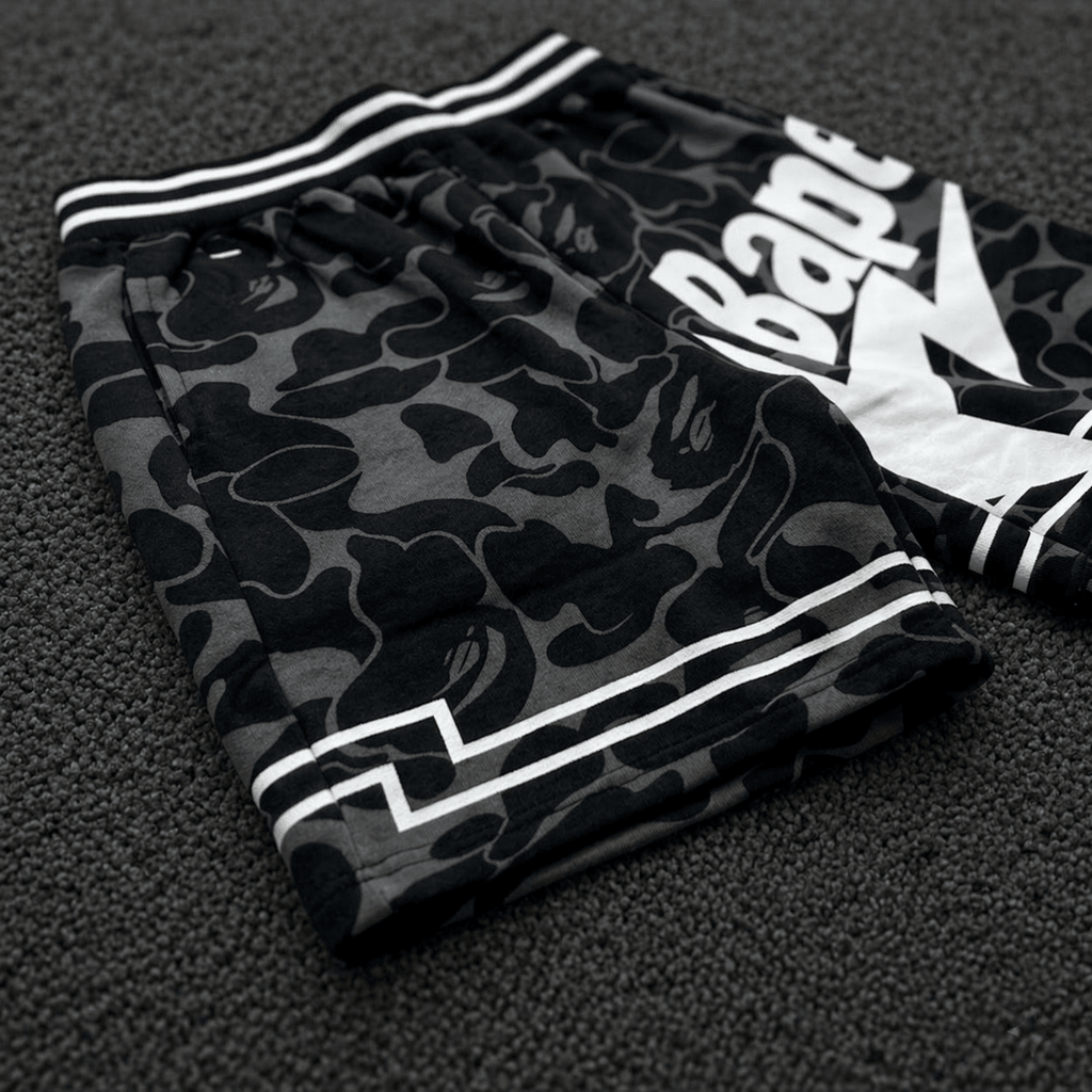 BAPE Grey Camo Athletic Shorts