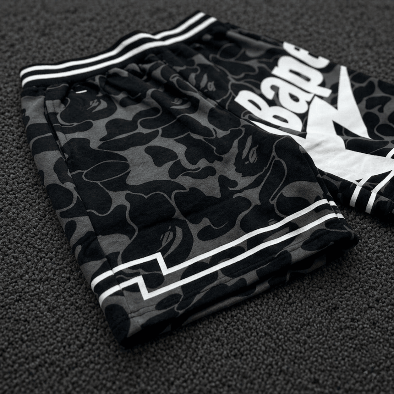 BAPE Grey Camo Athletic Shorts